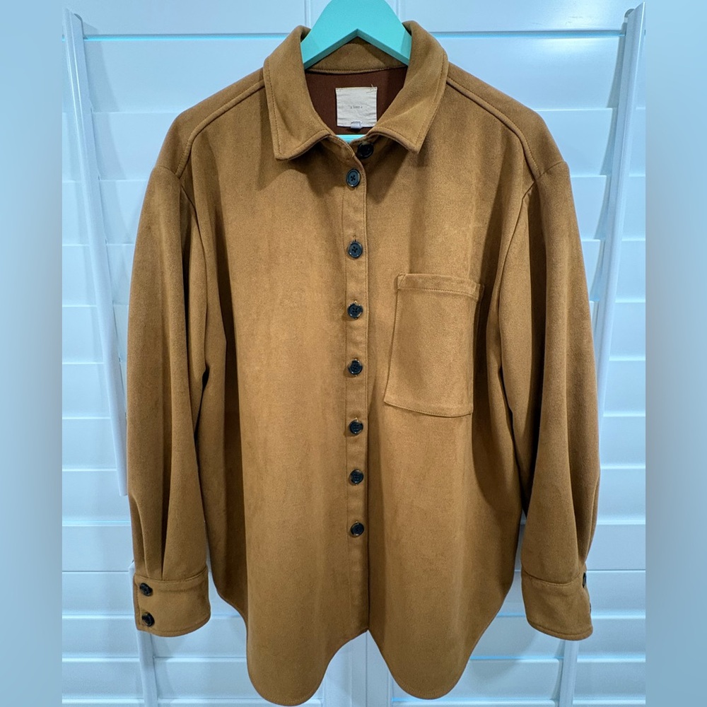 A Loves A Camel Faux Suede Shirt